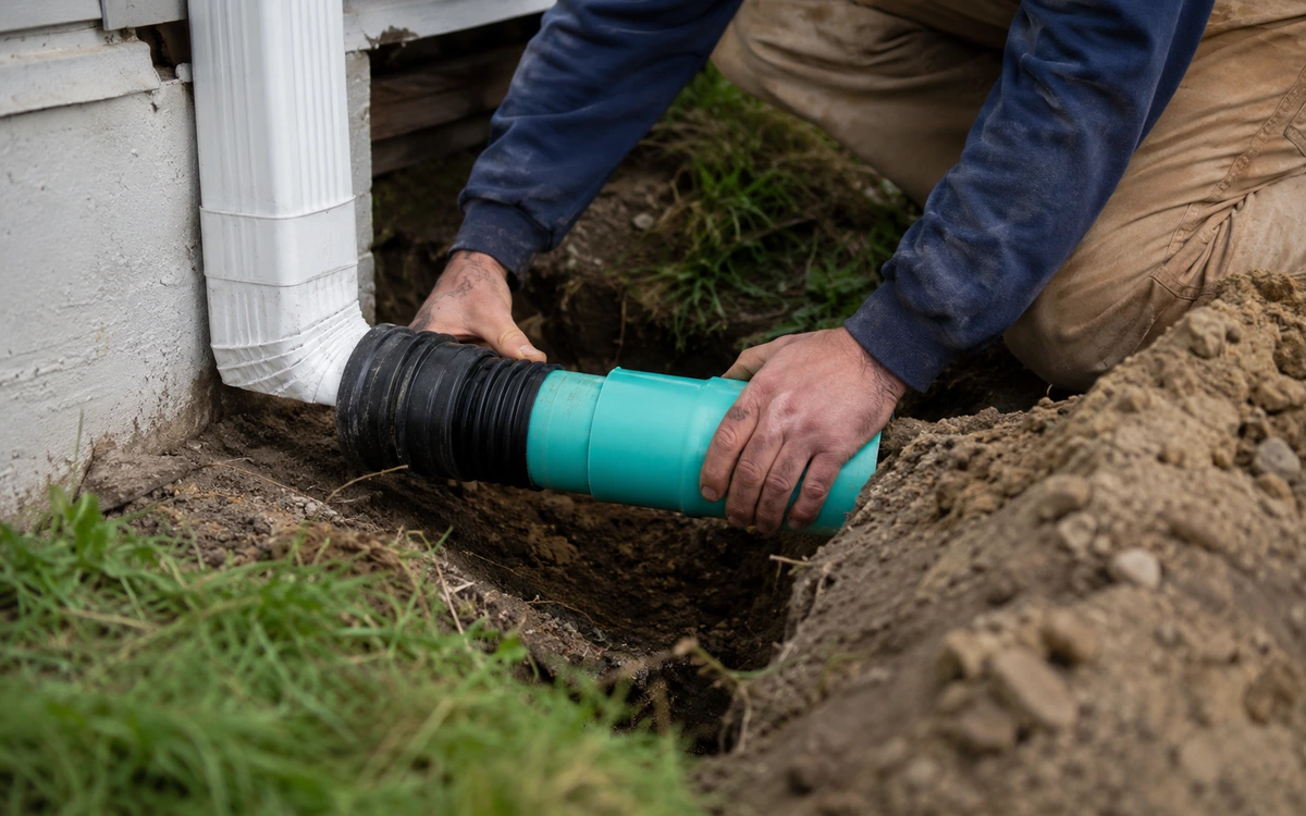 Underground downspout installation contractor